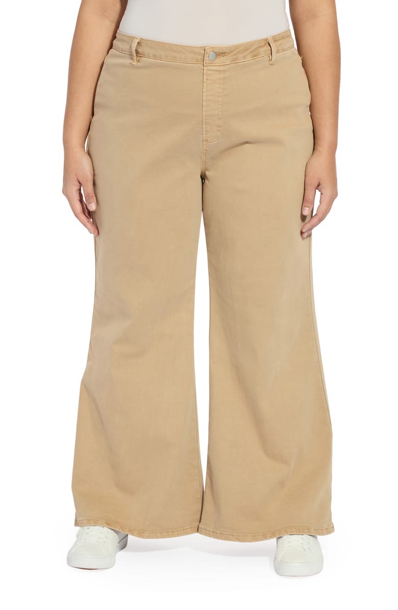Lysse Iris Flat Front Wide Leg Jeans, Main, color, Asutex Desert Khaki