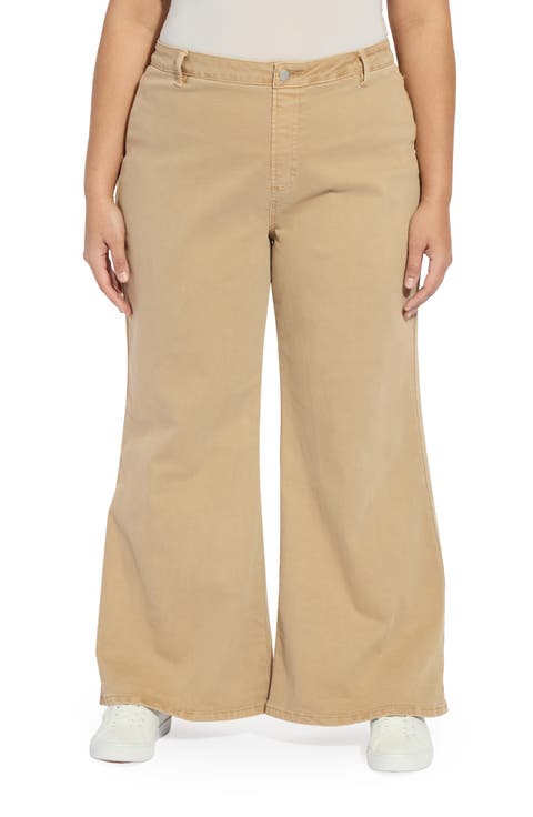 Iris Flat Front Wide Leg Jeans (Plus)
