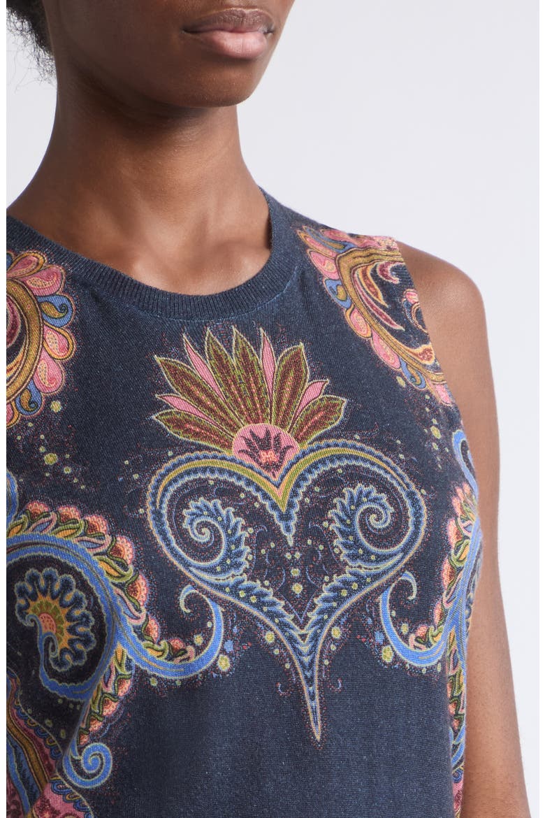 Printed Knit Tank, Alternate, color, PRINT ON BLUE BASE