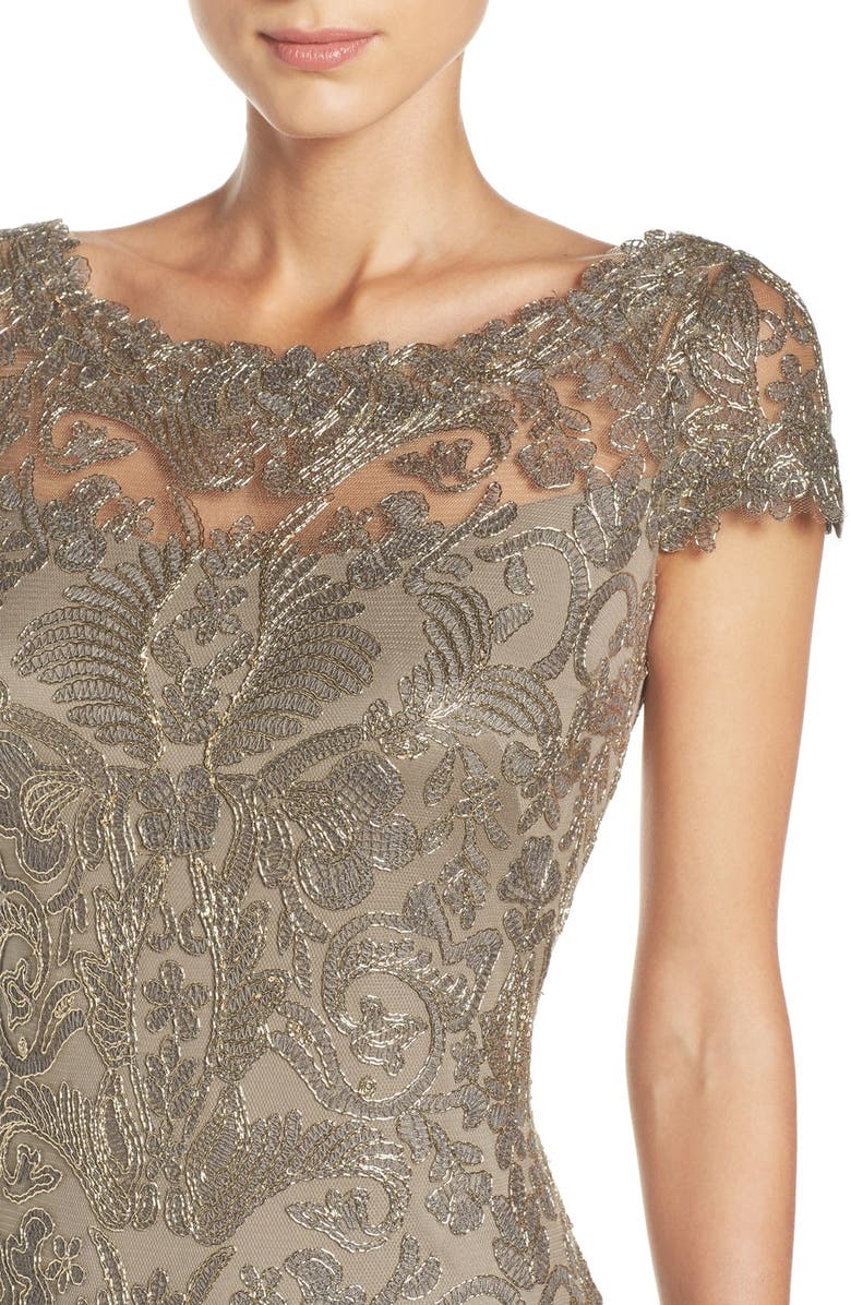 Tadashi Shoji Illusion Yoke Gown, Alternate, color, 