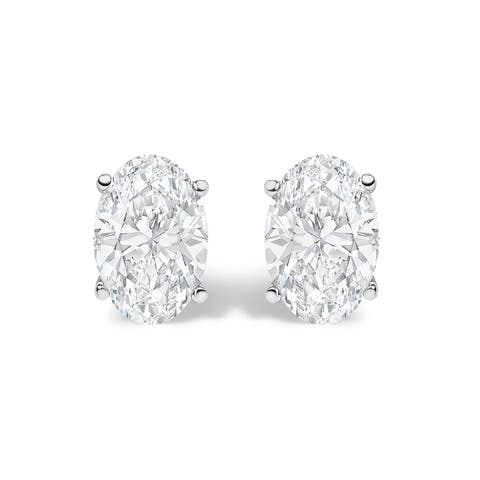 14k Gold 1/2 Cttw Lab Grown Oval Solitaire Diamond Stud Earrings