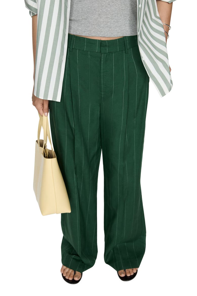 Pinstripe Wide Leg Pants, Main, color, GREEN