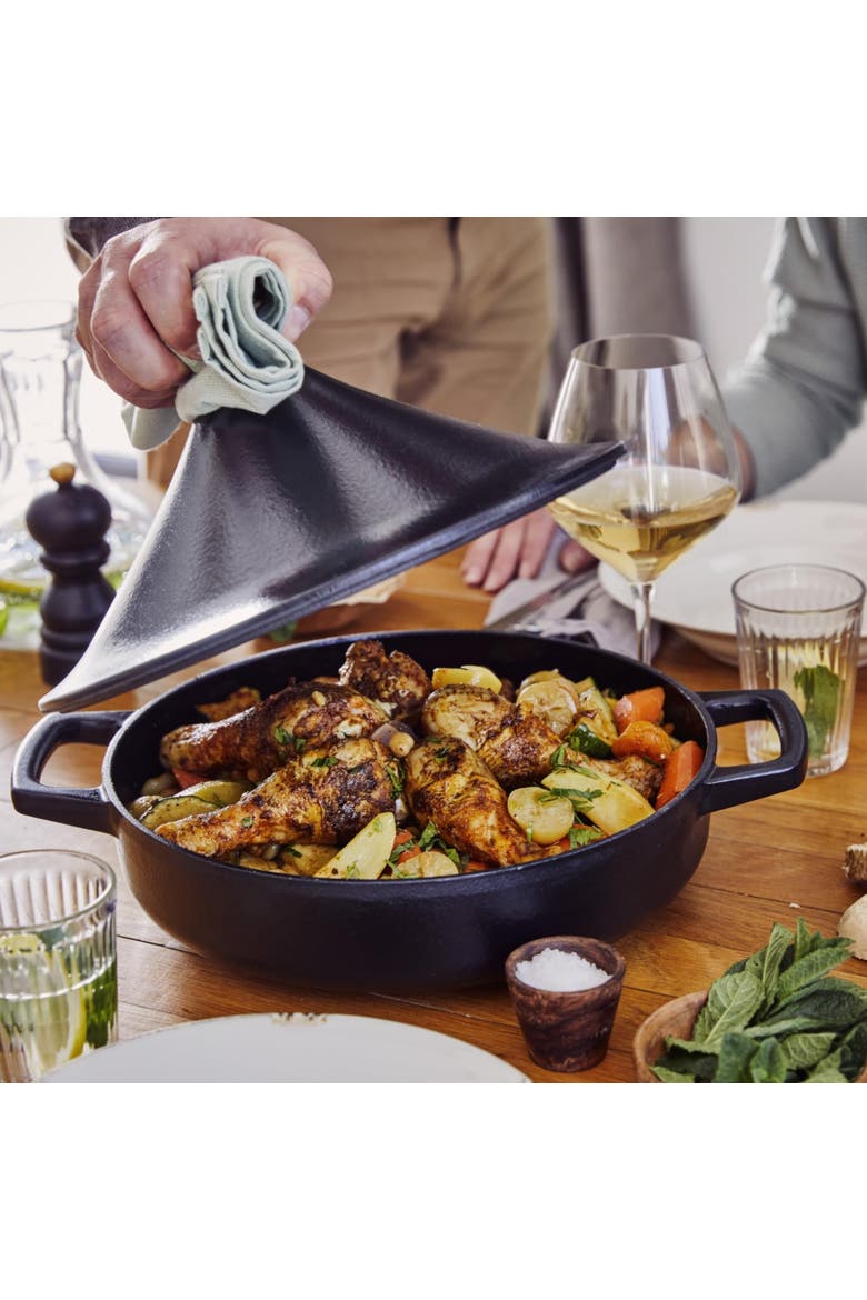 Nori Enameled Cast Iron Moroccan Tagine, 3-Qt., Alternate, color, Black