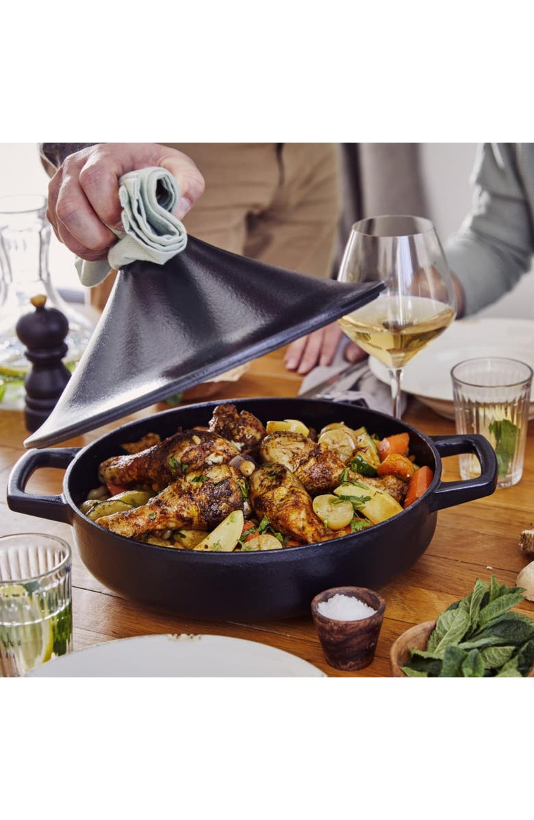 Alva Nori 3Qt Enameled Cast Iron Tagine Pot, Alternate, color, Black