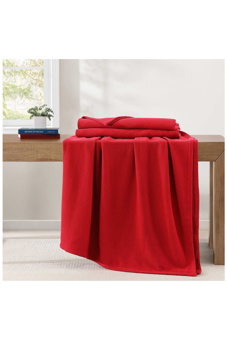 SOLID COTTON PIQUE BLANKET, Alternate, color, RED