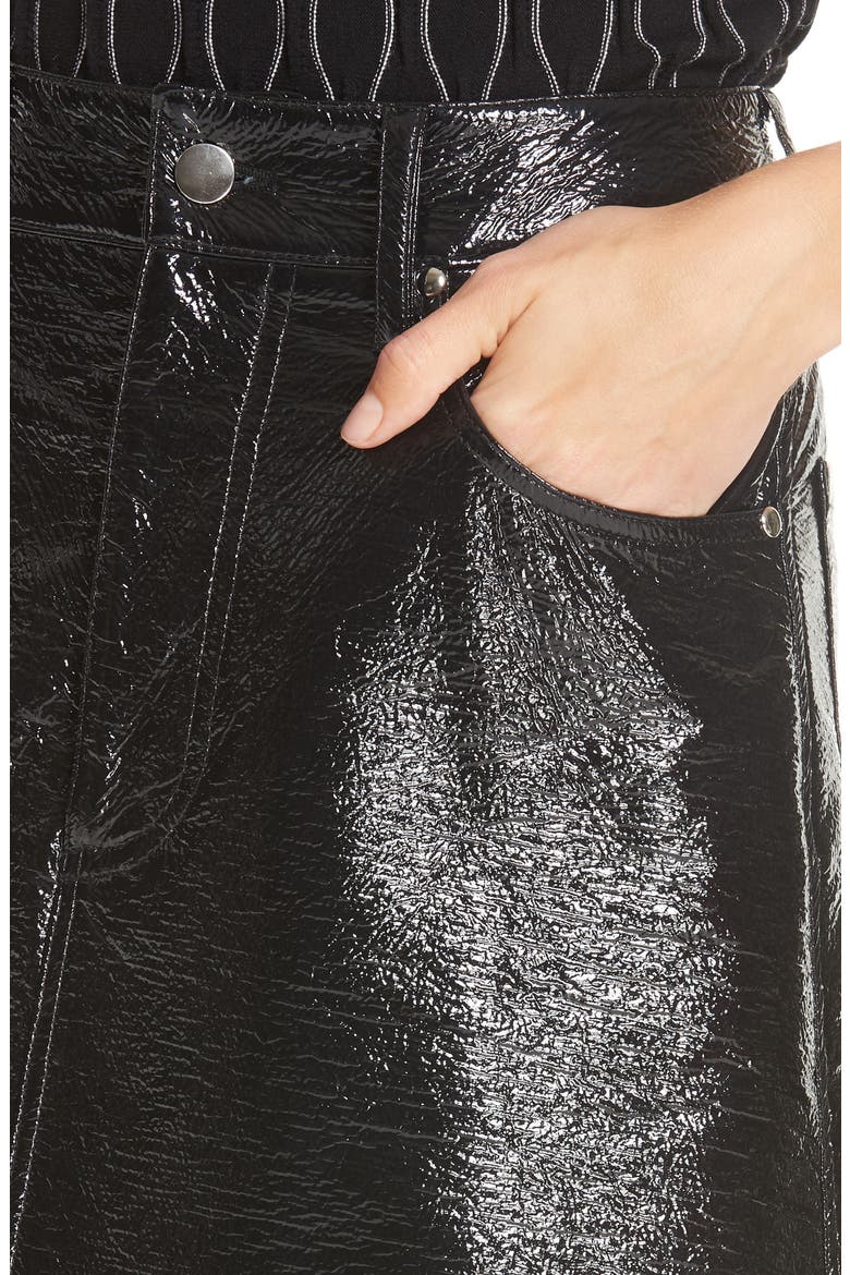 Latona Coated A-Line Skirt, Alternate, color, BLACK