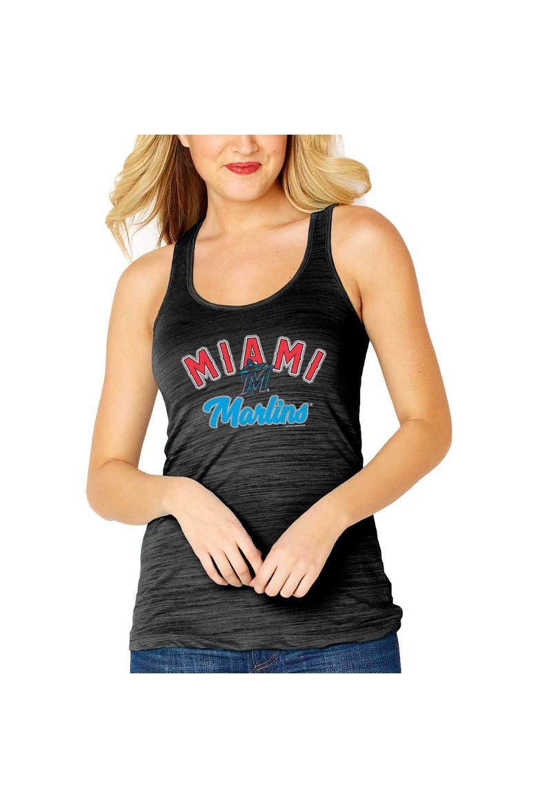 Women's Soft as a Grape Black Miami Marlins Multi-Count Tri-Blend Tank Top, Alternate, color, Black