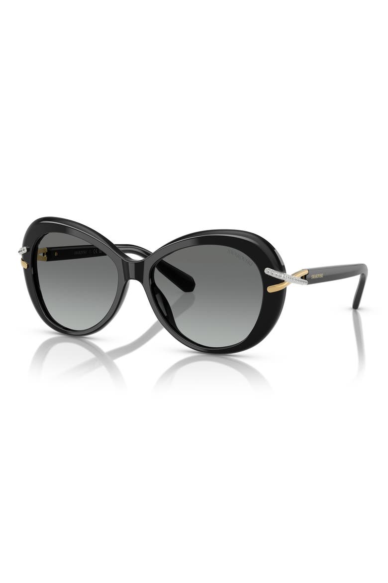 56mm Butterfly Sunglasses, Alternate, color, BLACK