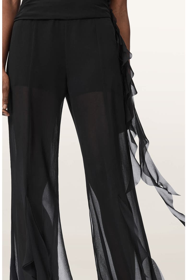 Minna Ruffled Wide Leg Trousers, Alternate, color, BLACK