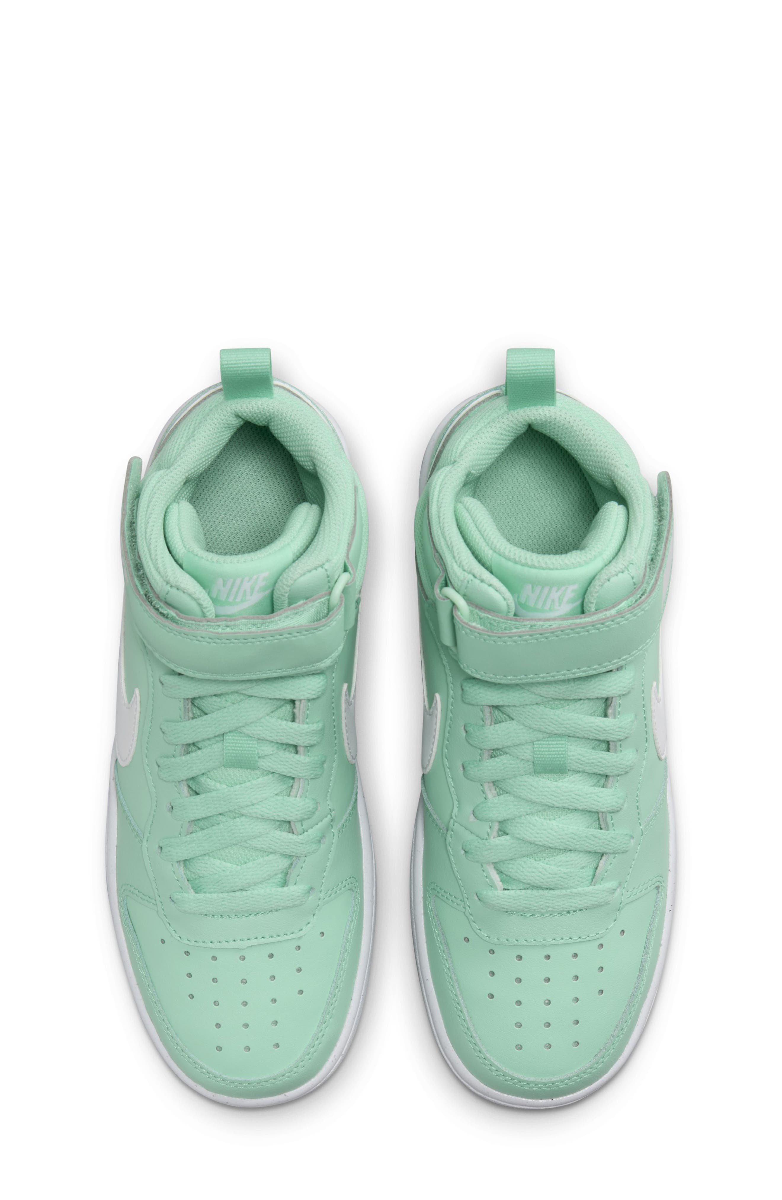 Nike Kids' Court Borough Mid 2 Basketball Shoe, Alternate, color, Emerald Rise/ White