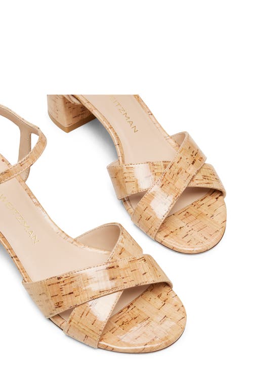 Stuart Weitzman Dayna Cork Crisscross Ankle-strap Sandals In Natural.