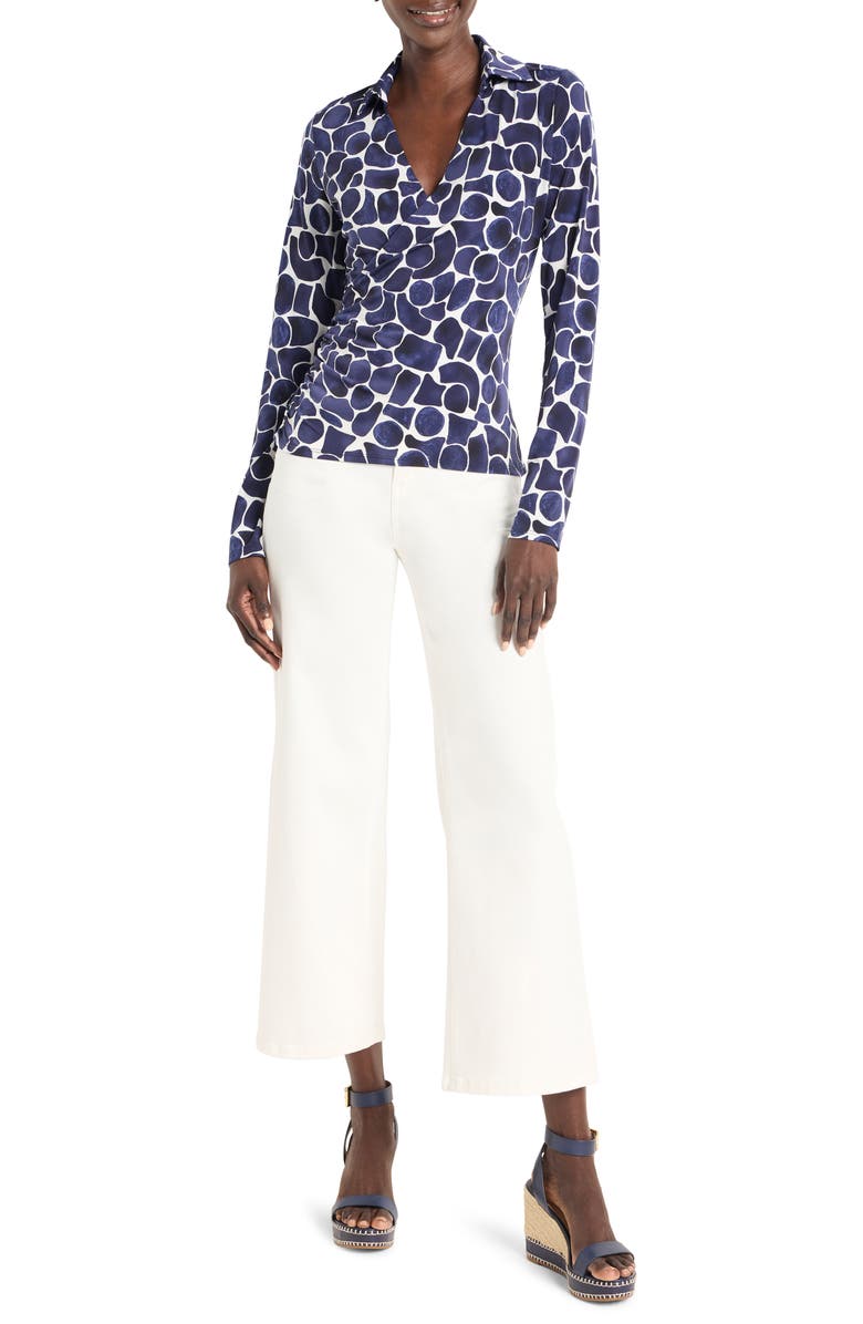 NIC+ZOE Geo Pebble Faux Wrap Top, Alternate, color, Indigo Multi