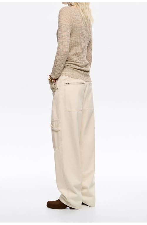 Bimba Y Lola Denim Trousers With Zips In Neutral