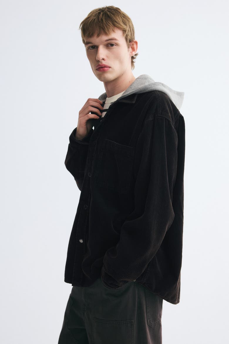 Corduroy Overshirt, Alternate, color, Charcoal gray