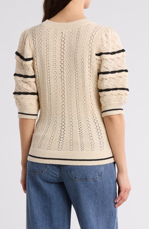 Dr2 By Daniel Rainn Pointelle Scalloped Sweater In Natural