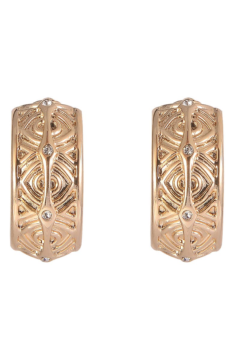 RACHEL Rachel Roy Crystal Textured Hoop Earrings, Alternate, color, Gold