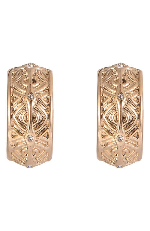 Rachel Rachel Roy Crystal Textured Hoop Earrings In Gold