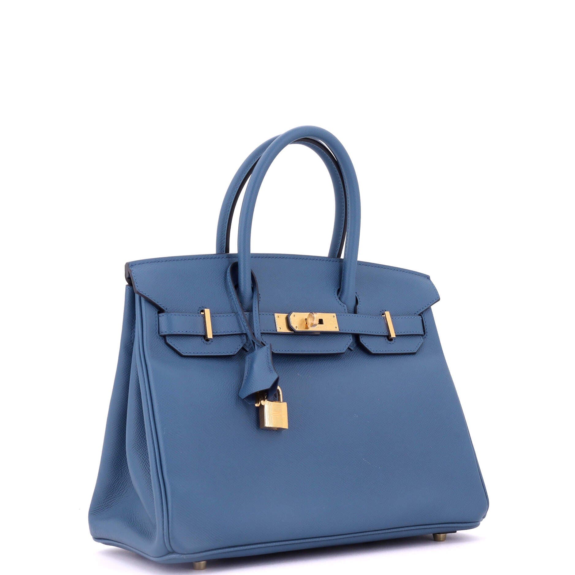 Pre-Owned Hermes Birkin Handbag Blue Epsom with Gold Hardware 30, Alternate, color, Bleu Agate