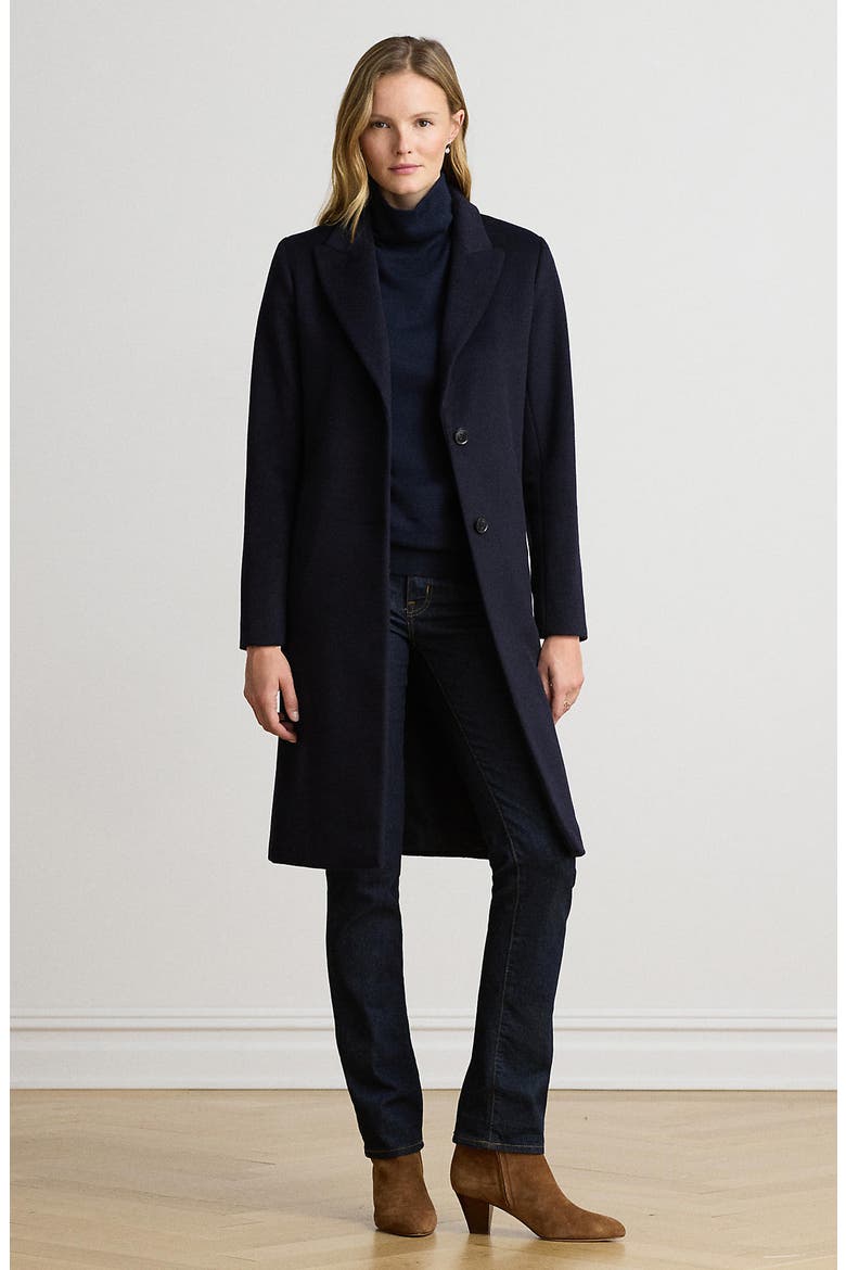 Single Breasted Wool Blend Coat, Alternate, color, REGAL NAVY