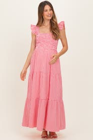 PinkBlush Gingham Ruffle Strap Smocked Maxi Dress