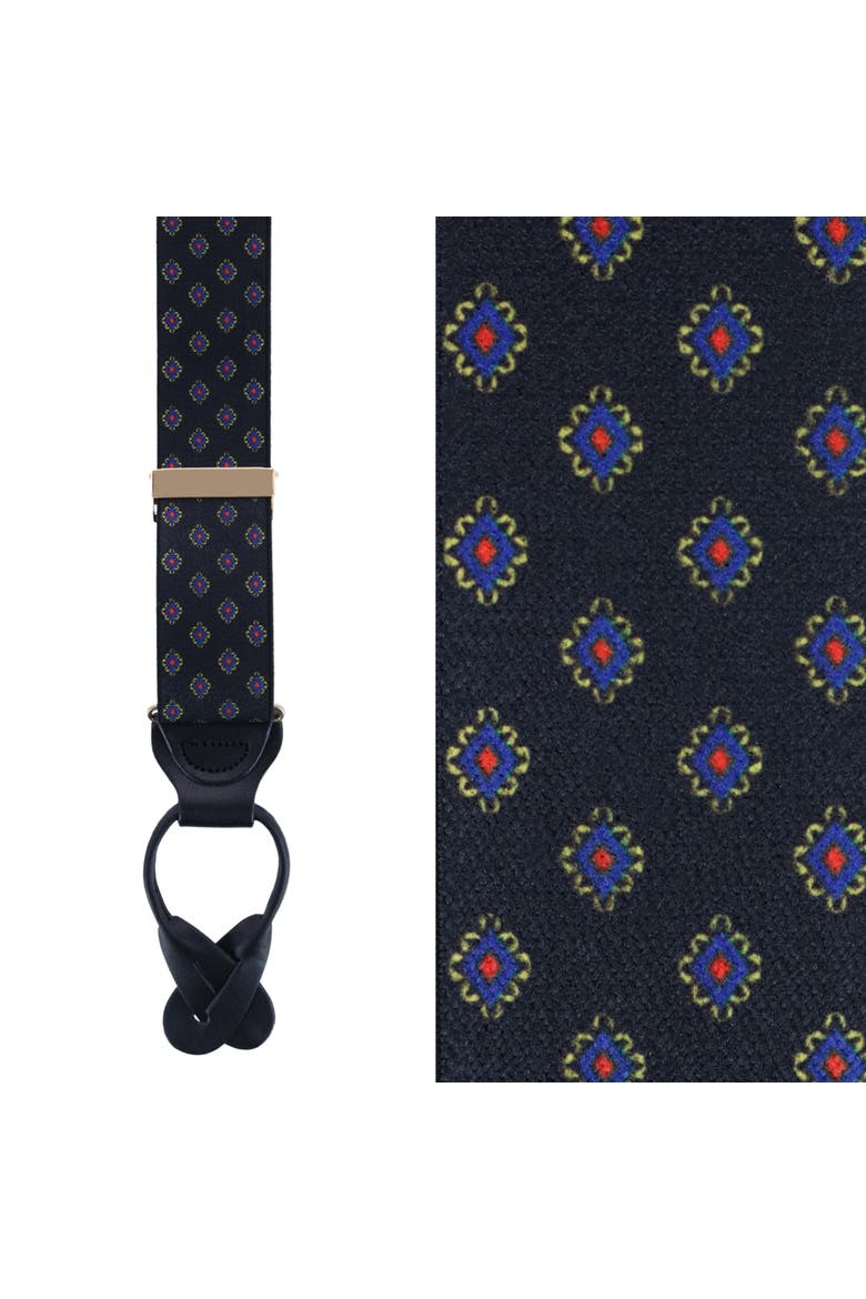 Luxe Diamond Elastic Button End Suspenders, Main, color, Black