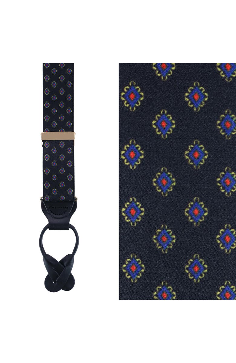 Trafalgar Luxe Diamond Elastic Button End Suspenders, Main, color, Black