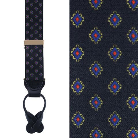 Luxe Diamond Elastic Button End Suspenders (Braces)
