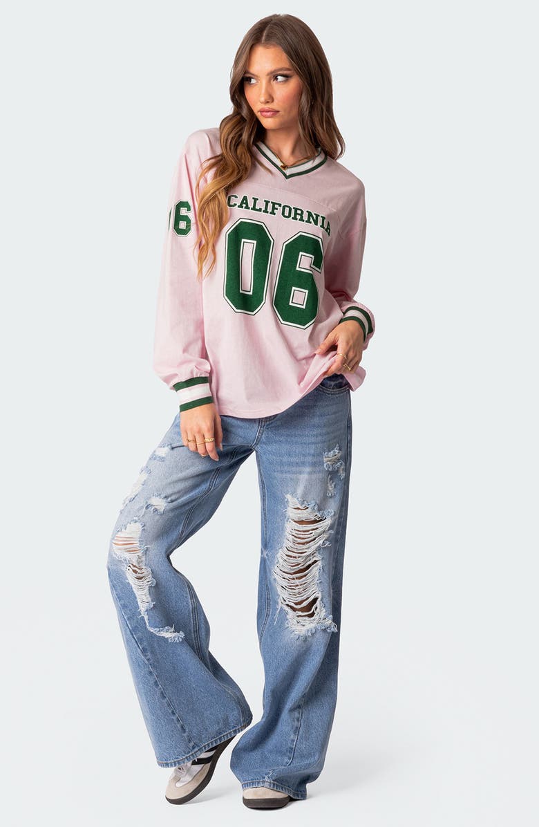 EDIKTED Cali Oversize Baseball T-Shirt, Alternate, color, Light-Pink