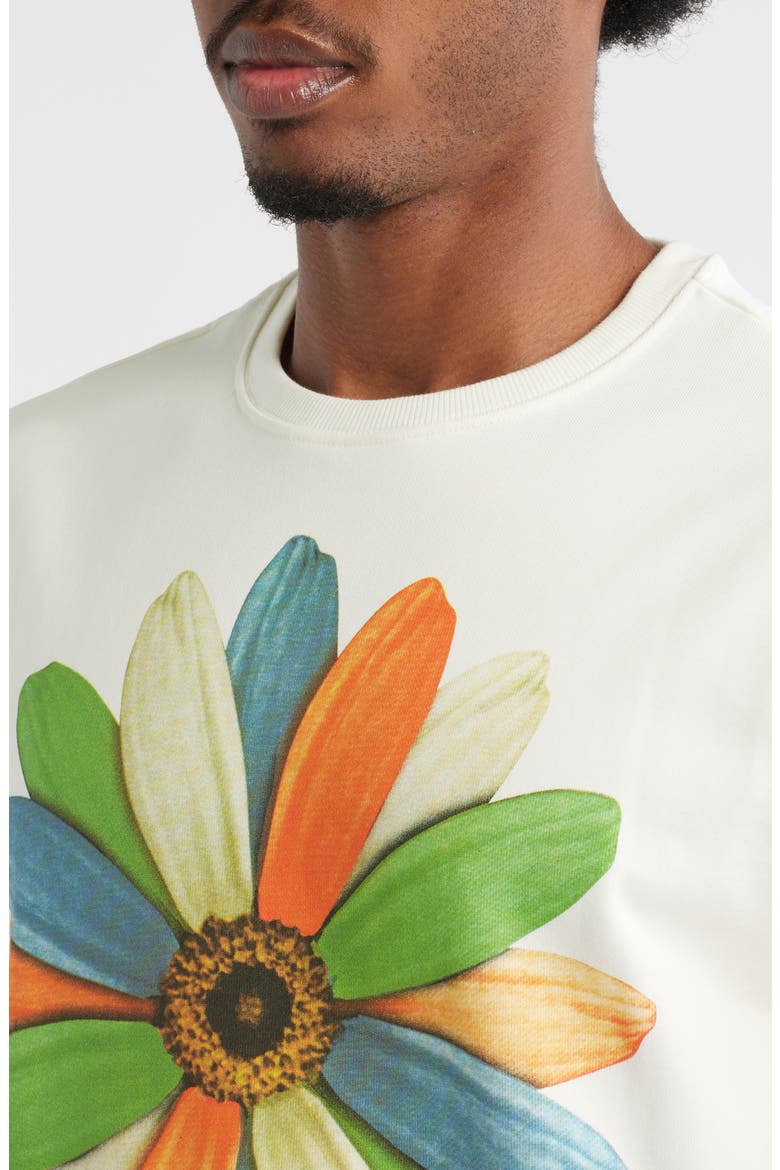 Unique Floral Embroidered Crewneck Sweatshirt, Alternate, color, VANILLA ICE
