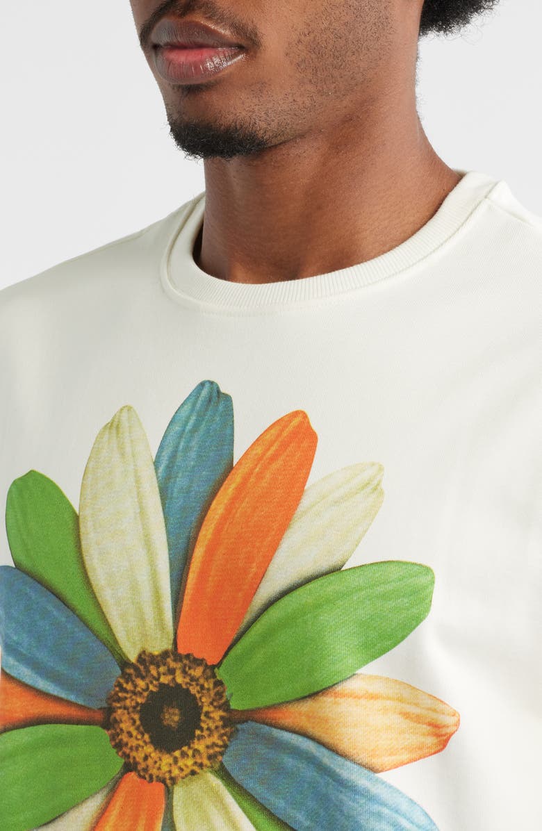 VIC GARCIA WORLD Unique Floral Embroidered Crewneck Sweatshirt, Alternate, color, Vanilla Ice