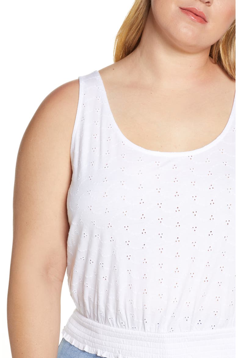 Eyelet Tank Top, Alternate, color, WHITE