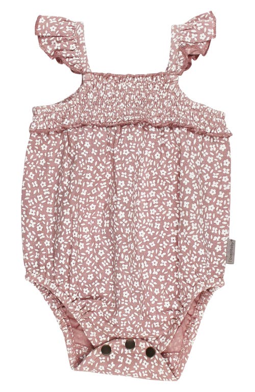 L'OVEDBABY L'OVEDBABY FLORAL ORGANIC COTTON GAUZE BUBBLE ROMPER