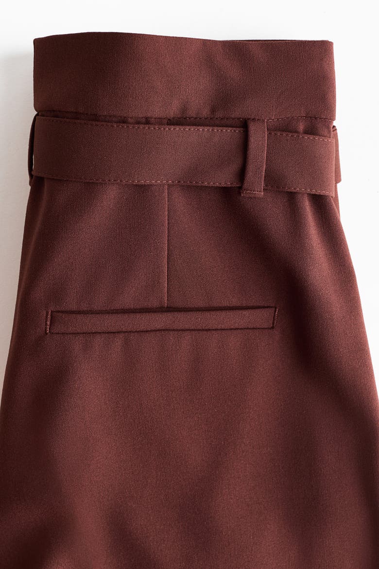 Paper-bag Pants With Belt, Alternate, color, Dark brown