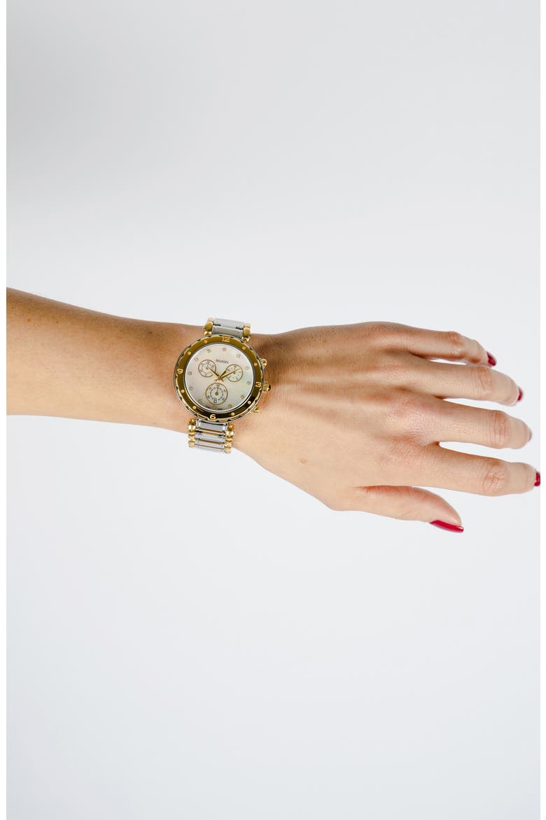 Balmainia Diamond Chronograph Bracelet Watch, 31mm, Alternate, color, STAINLESS STEEL
