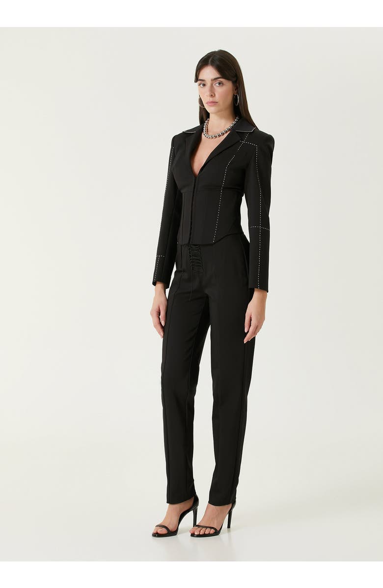 PCFG Free Heaven Stitch Detail Corset Blazer, Alternate, color, Black