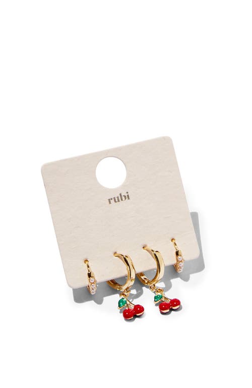 Rubi Shoes 2pk Mid Earring In Up Gold Cherry Pearl