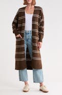 Madden Girl Striped Open Front Duster Cardigan