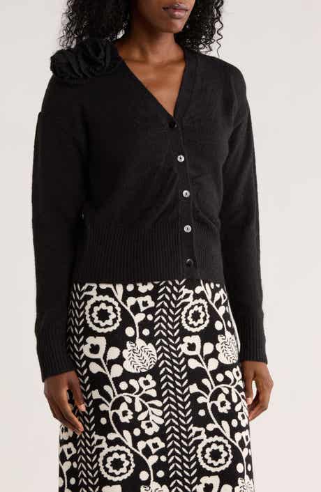 ELIE ELIE TAHARI Metallic Rosette Cardigan