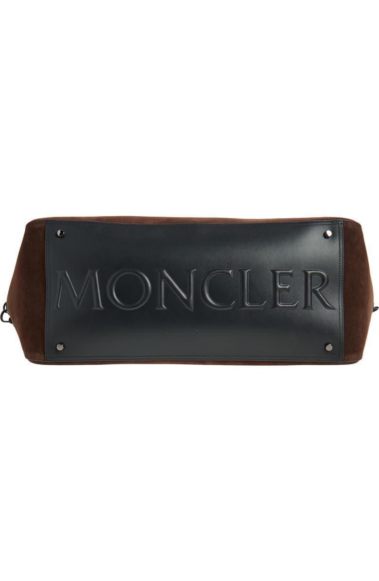 Moncler Carlo Suede Duffle Bag, Alternate, color, Chocolate