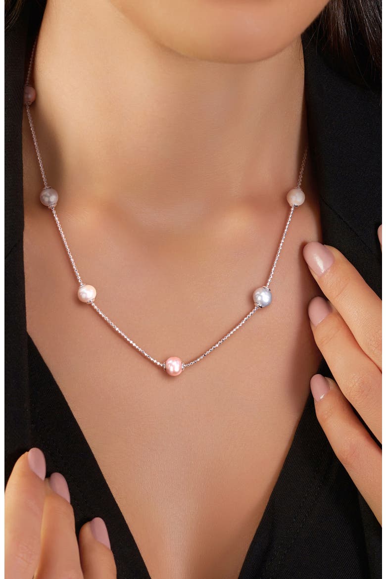 Cultured Pearl Station Necklace, Alternate, color, GOLD