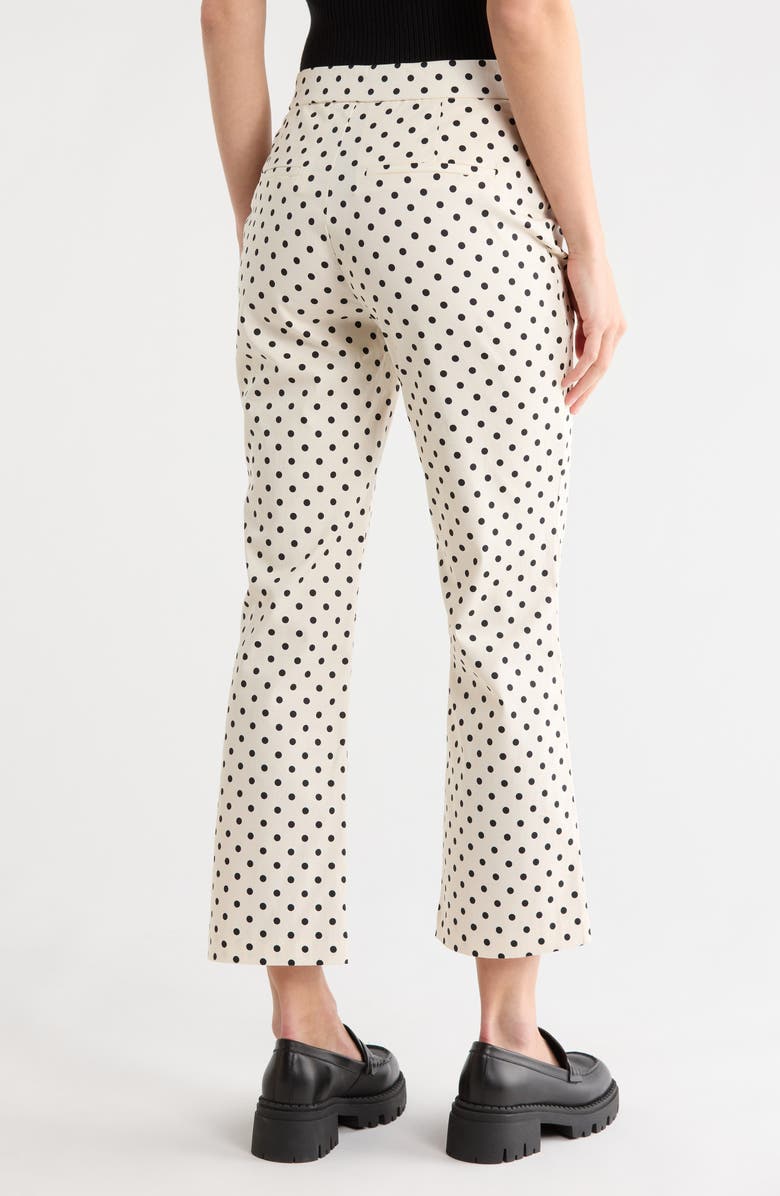 Current/Elliott Slim Fit Crop Flare Trousers, Alternate, color, White Black Polka Dot
