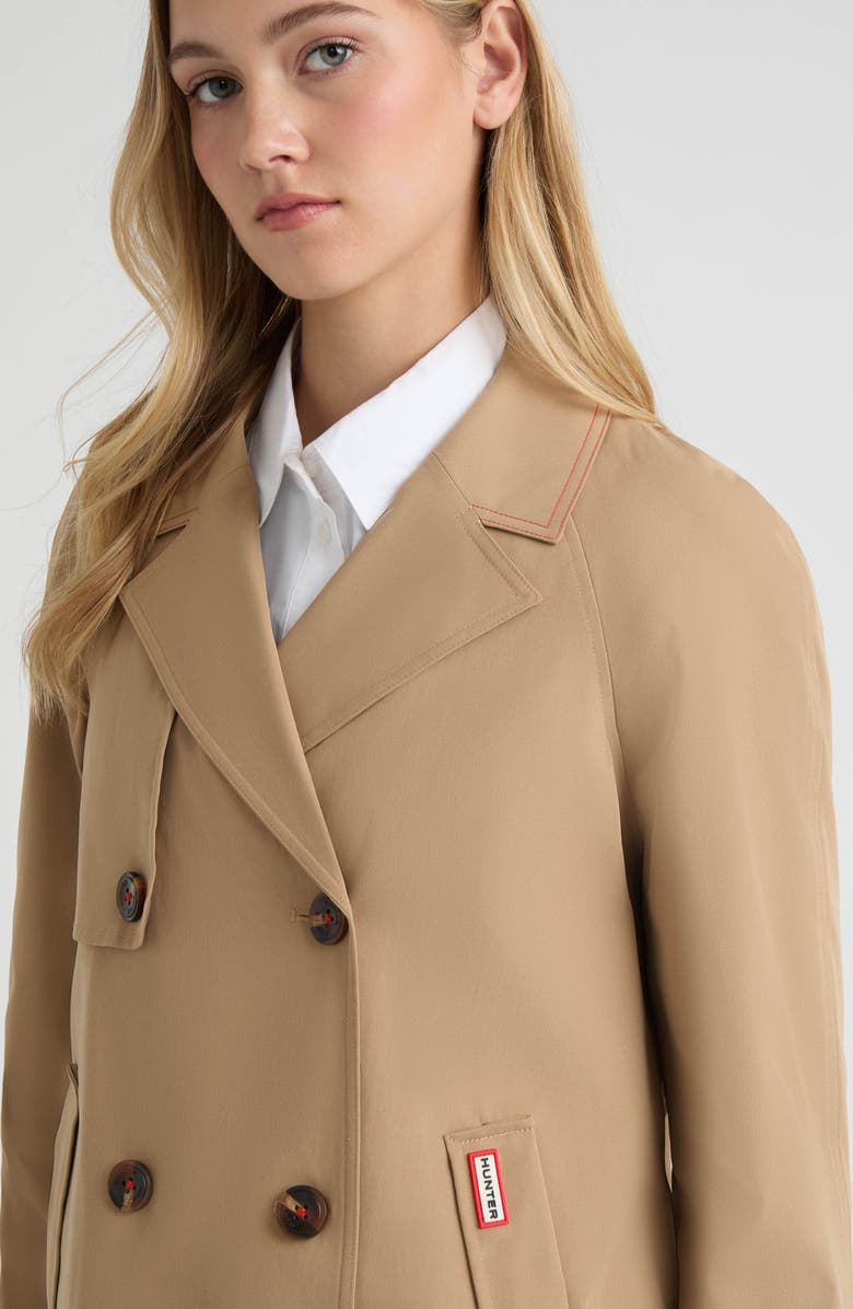 Hunter Tina Double Breasted Short Trench Coat, Alternate, color, British Tan