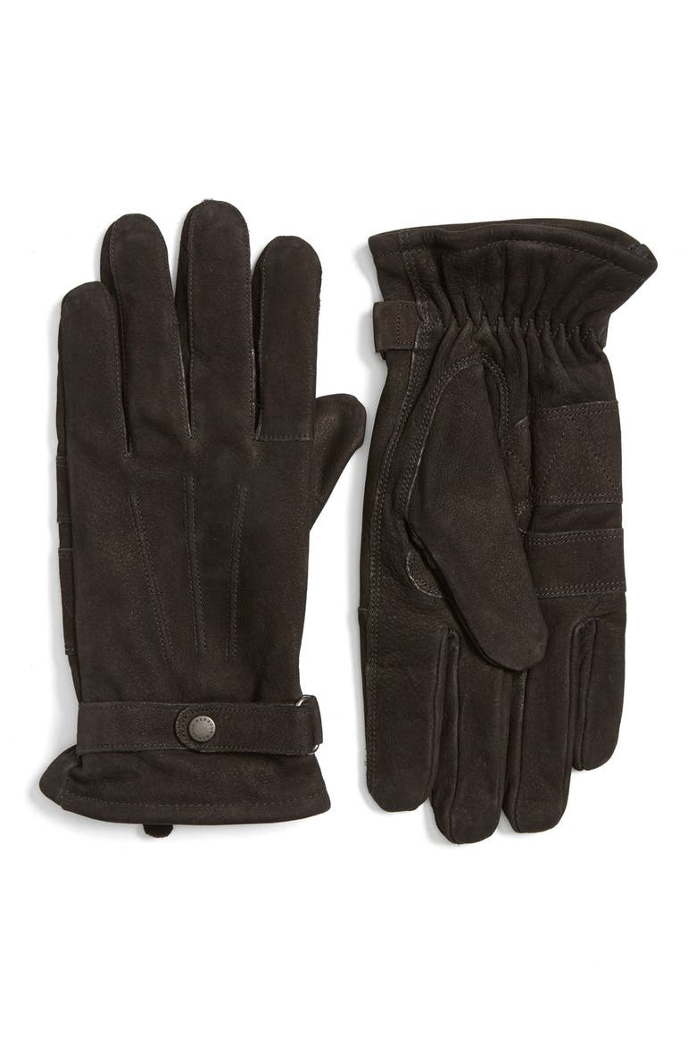 Leather Gloves, Main, color, BLACK