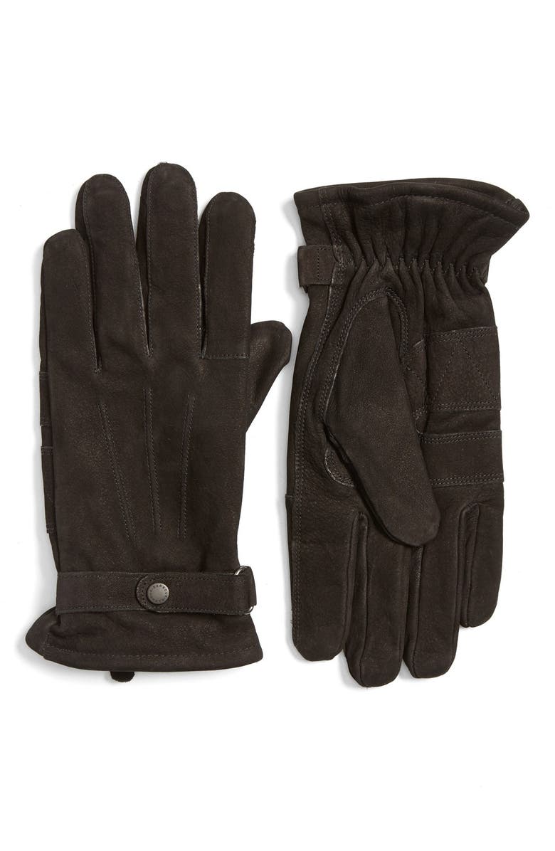 Barbour Leather Gloves, Main, color, 