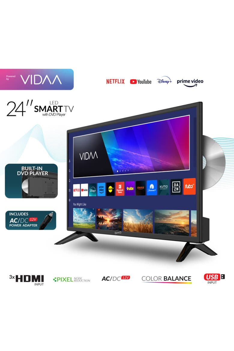 24 Inch LED Smart TV With DVD Player, Alternate, color, Black