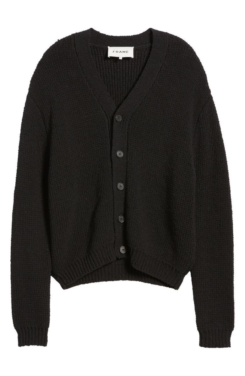 FRAME Rib Wool & Silk Cardigan, Alternate, color, Black