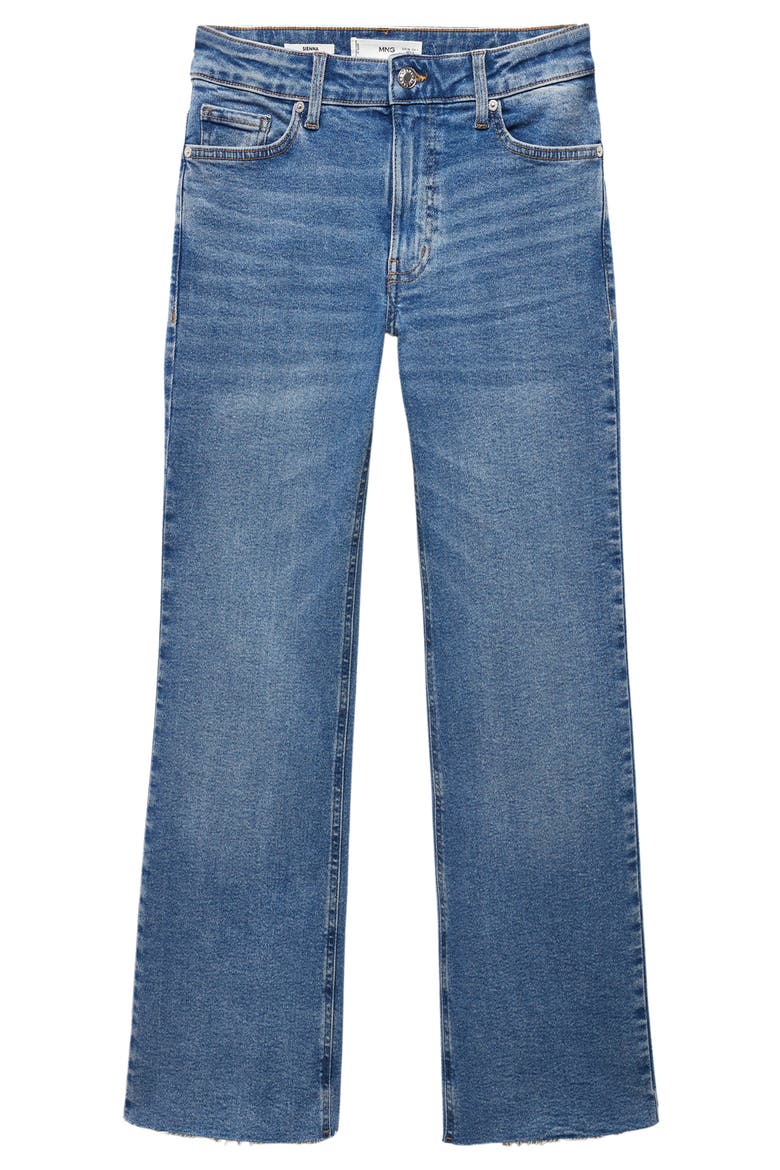 Raw Hem Crop Flare Jeans, Main, color, MEDIUM BLUE
