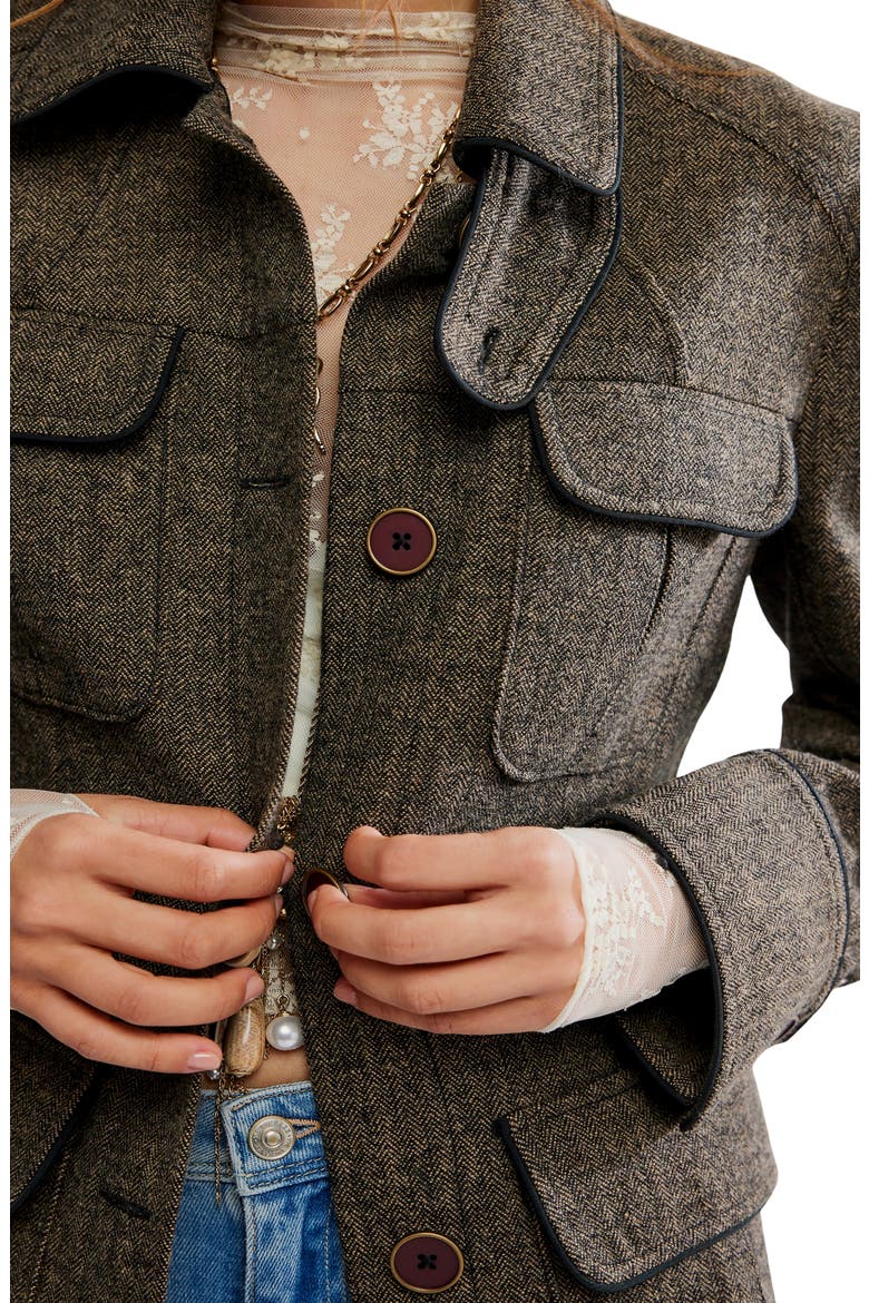Renaux Herringbone Officer Jacket, Alternate, color, ESPRESSO