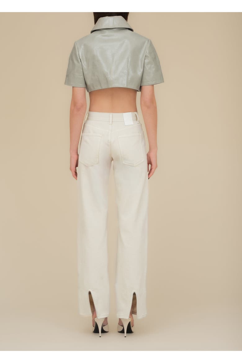 Circe Shiny Leather Cropped Bolero, Alternate, color, Sage