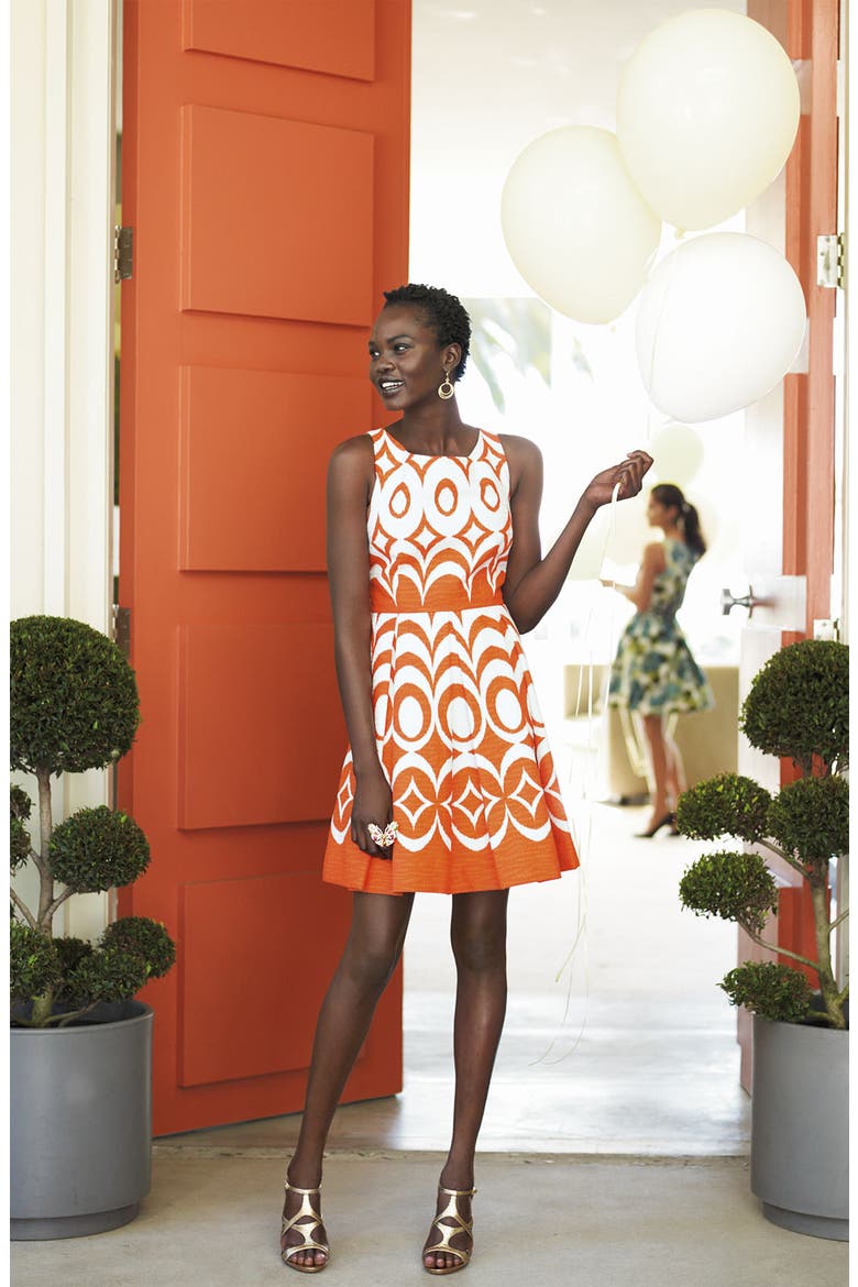 Jacquard Party Dress, Alternate, color, INK/ WHITE